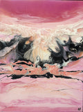 LOVE, abstract resin painting in raspberry pink, cream and black by Rachel Jeffery
