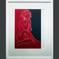 Seated Nude Red With Black by Rachel Jeffery