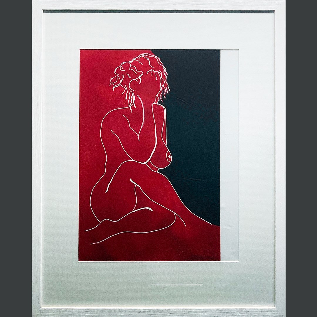 Seated Nude Red With Black by Rachel Jeffery