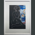 Seated Nude With Blue Textures by Rachel Jeffery
