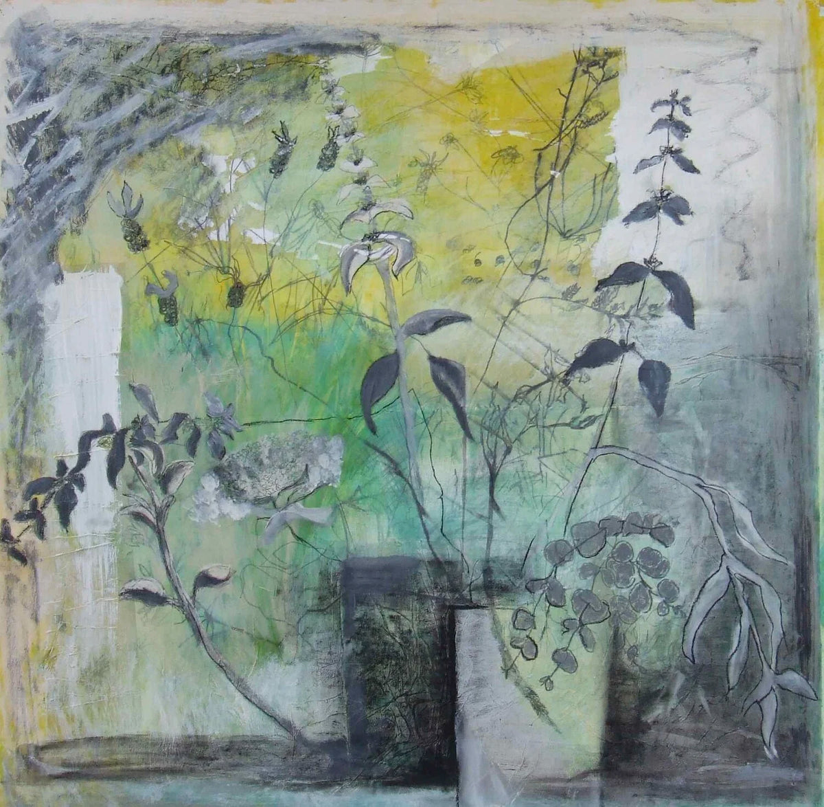 Yellow And Green Flower Arrangement by Rachel Jeffery
