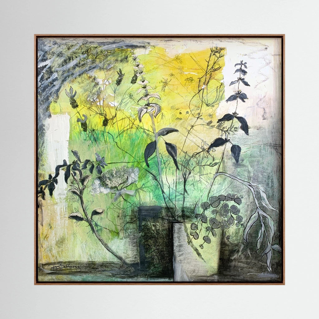 Yellow and Green Flower Arrangement. Canvas Print