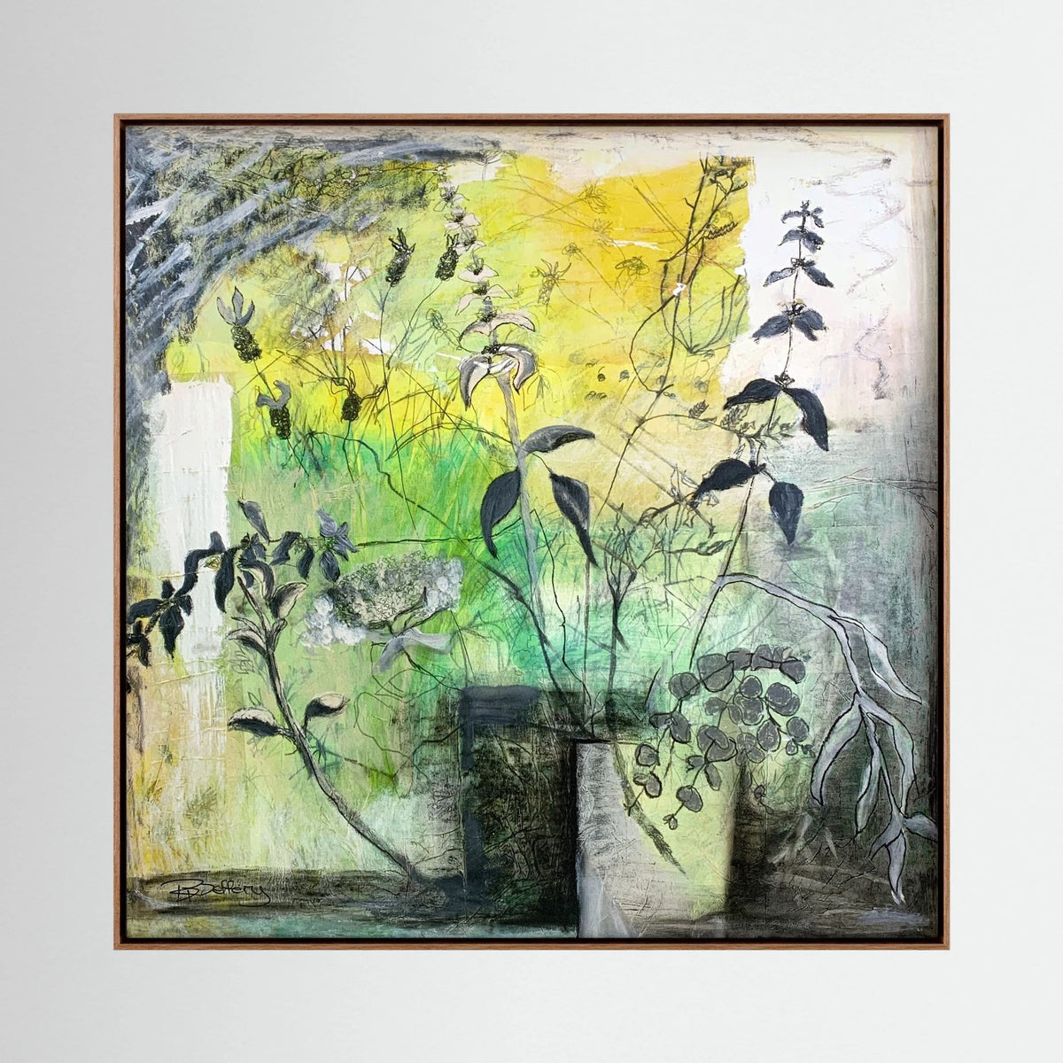 Yellow and Green Flower Arrangement. Canvas Print