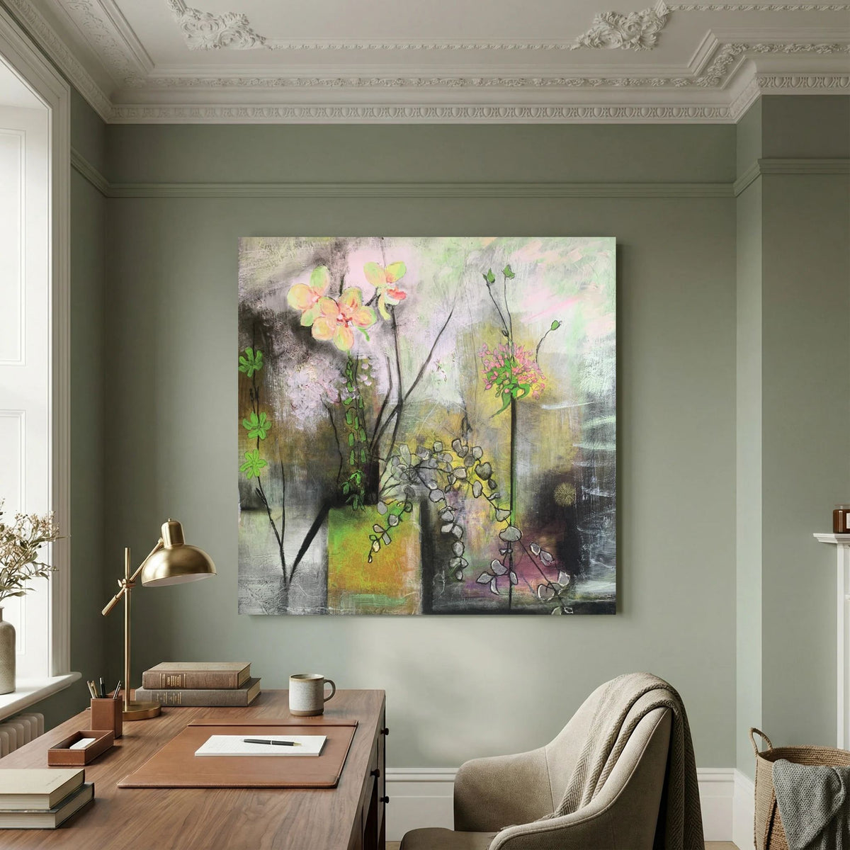 Flower Arrangement with Orchid. Canvas Print