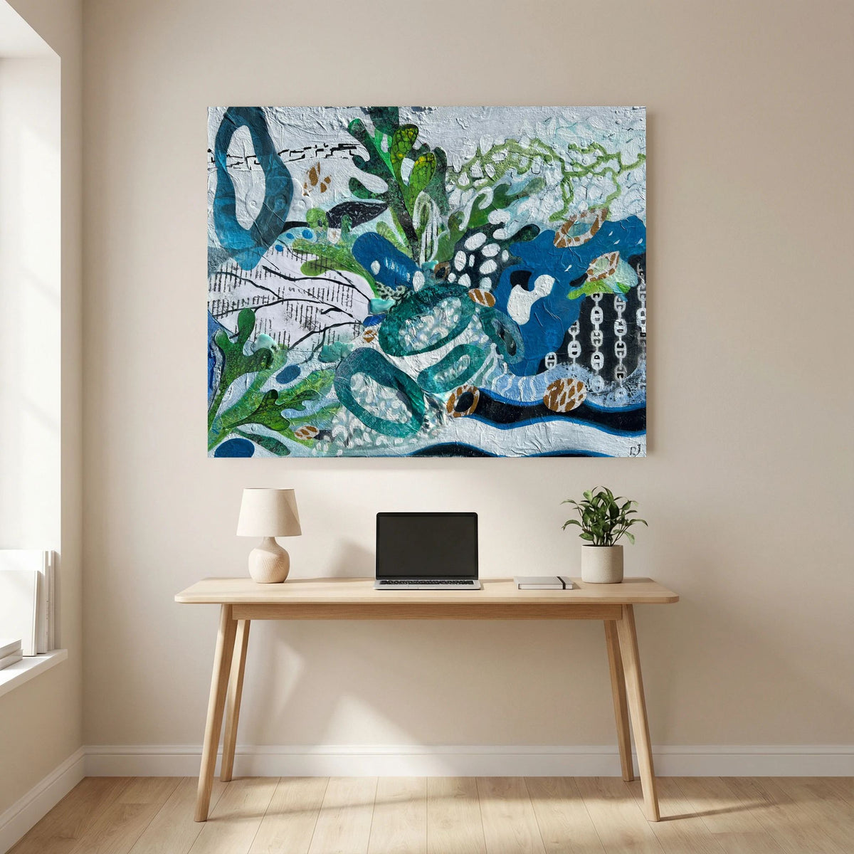 On the Harbour Wall. Canvas Print.