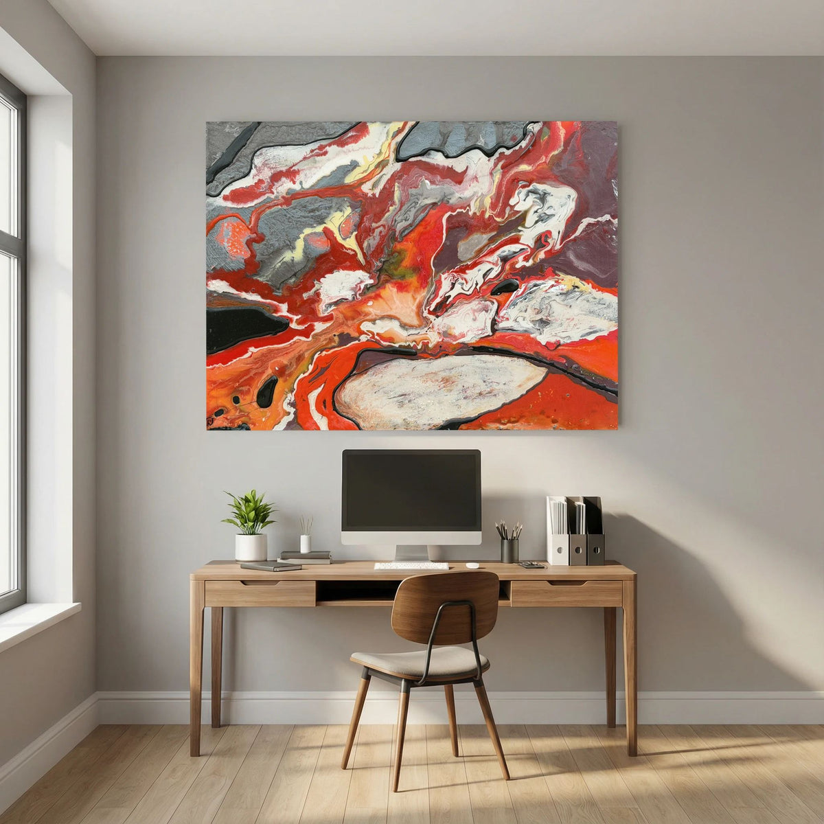 Volcanic Crater Lake. Canvas Print 