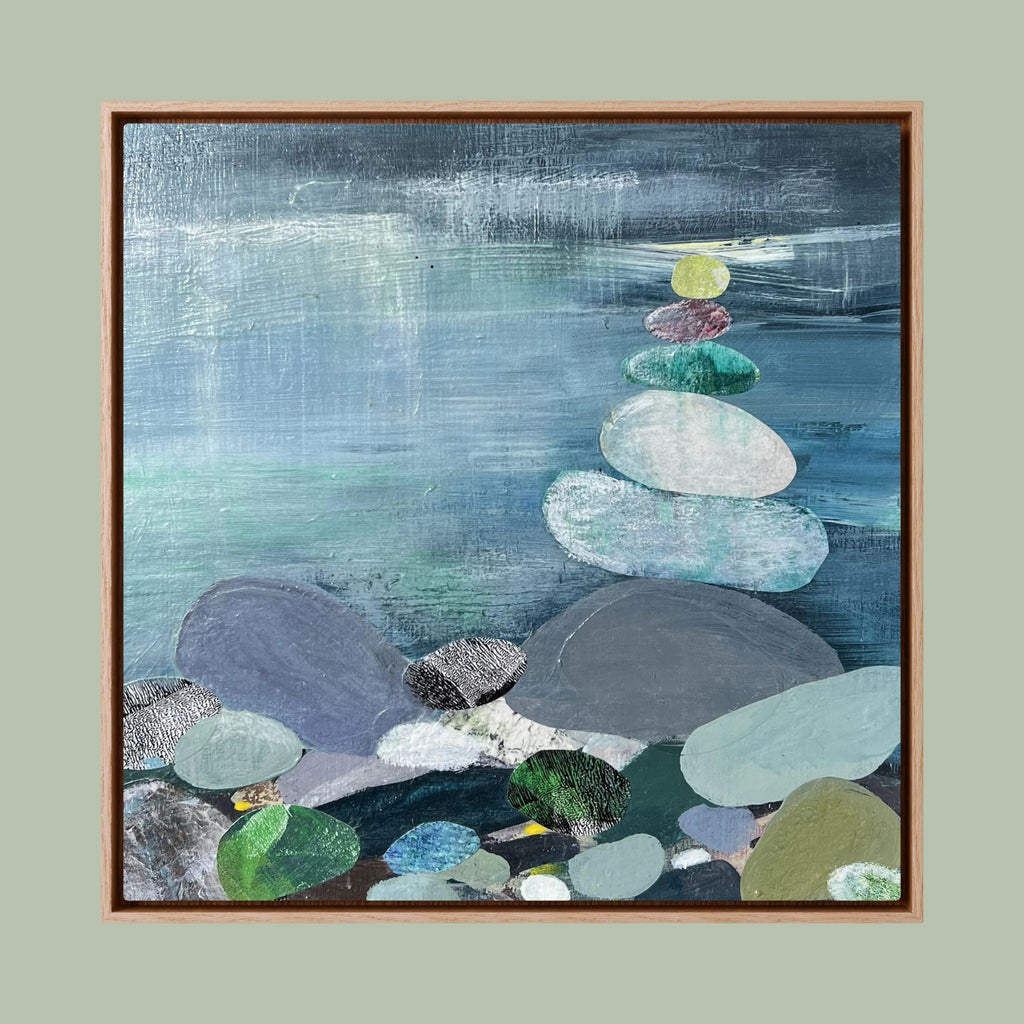 Pebble pile, Praa Sands. Canvas Print 