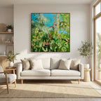 Rain Forest with Tropical Birds. Canvas Print 
