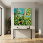 Rain Forest with Tropical Birds. Canvas Print 