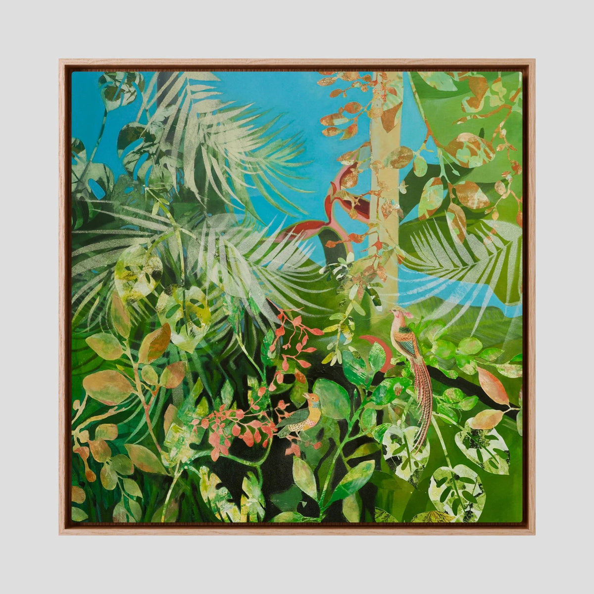 Rain Forest with Tropical Birds. Canvas Print 