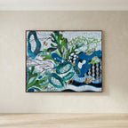 On the Harbour Wall. Canvas Print.