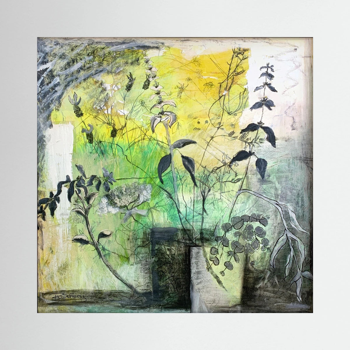 Yellow and Green Flower Arrangement. Canvas Print