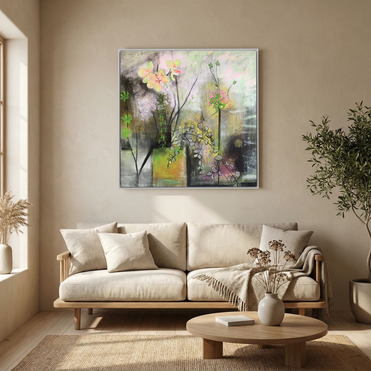 Flower Arrangement with Orchid. Canvas Print